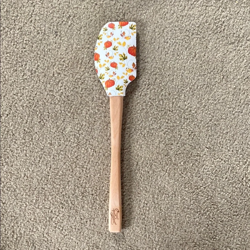 Floral Pumpkin Sur La Table Spatula with Wooden Handle